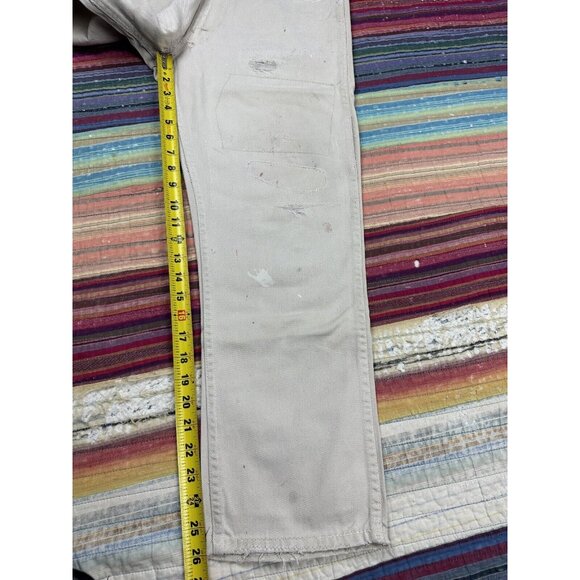 Vtg 50s Levis Sta-Prest Cotton Jeans 30x26 Talon Zip Heavy Repairs Distressed - Picture 11 of 16